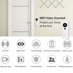 1080p家用视频智能wifi门铃无线门铃带有相机对讲机无线戒指门铃