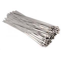 100pcs 4.6x300/200/150mm不锈钢金属电缆扎带拉链式装置排气带感应管道