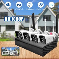 1080p无线安全摄像机系统4CH NVR 4PCS家庭室内室外WiFi IP摄像机监视