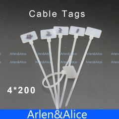 250pcs 4mm*200mm Nylon cable ties tags for On Ethernet RJ45 RJ 12 Wire power cable Label Mak