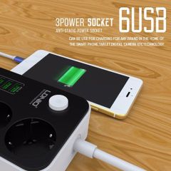 3 Outlets 6 USB Ports USB Electronic Power Strip Smart Home Socket Surge Protector Fast Charging Hom