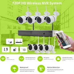 8CH 720P无线WiFi NVR室外CCTV安全夜视IP摄像机实时事件铝