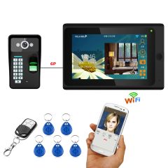 Mountainone 7英寸一到一条有线无线WiFi指纹RFID密码视频门电话门底