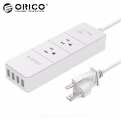 ORICO 2 Outlets Power Strip Surge Protector Max 1250W with 4 USB Ports 20W Built in 5 Feet Power Cor