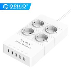 ORICO HPC-4A5U UK/US/EU Plug Electrical Socket 5 x 5V2.4A USB Charger Ports with 4 Outlet Surge Prot