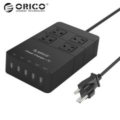 ORICO HPC-4A5U-US-BK Family Size 4 USA Outlet Surge Protector Power Strip with 5 Port 40W USB Charge
