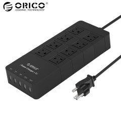 ORICO HPC-8A5U-US-BK Family Size 8 Outlet Surge Protector Power Strip with 5 Port 40W USB Charger fo
