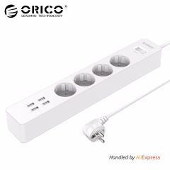 ORICO USB Power Strip Home Office EU Surge Protector with 4 USB Port 20W Charger 4 EU AC Plug MAX 25