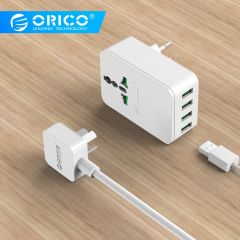 ORICO Universal Power Plug Travel Converting Adapter 20W Surge Protector with 4 USB Charging Ports