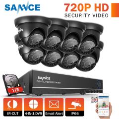 Sannce 8CH 1080P HDMI CCTV系统8PCS 720p圆顶安全摄像机IR夜视室外CCTV视频