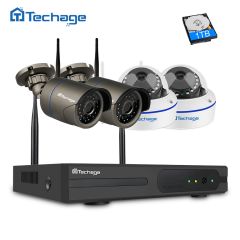 Techage 4CH 1080P无线NVR WIFI CCTV系统1MP 2MP圆顶室内室外IP摄像头P2P视频SECU