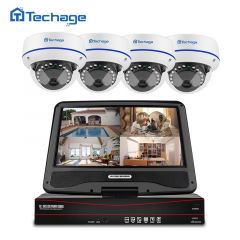 Techage 8CH 1080P POE CCTV系统10.1“ LCD NVR试剂盒2MP室内室外圆顶防护IP摄像头P2