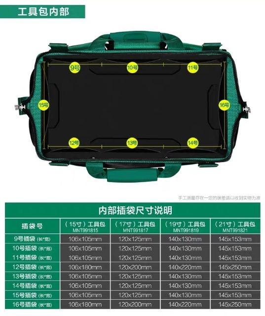 prod_專業五金用品 美耐特多功能工具包多功能维修腰包帆布大加厚五金工具袋手提挎电工收纳17吋410-225-295mm_1