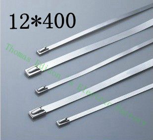 高质量100pcs 12mmx400mm自锁不锈钢拉链拉链拉链领带包裹