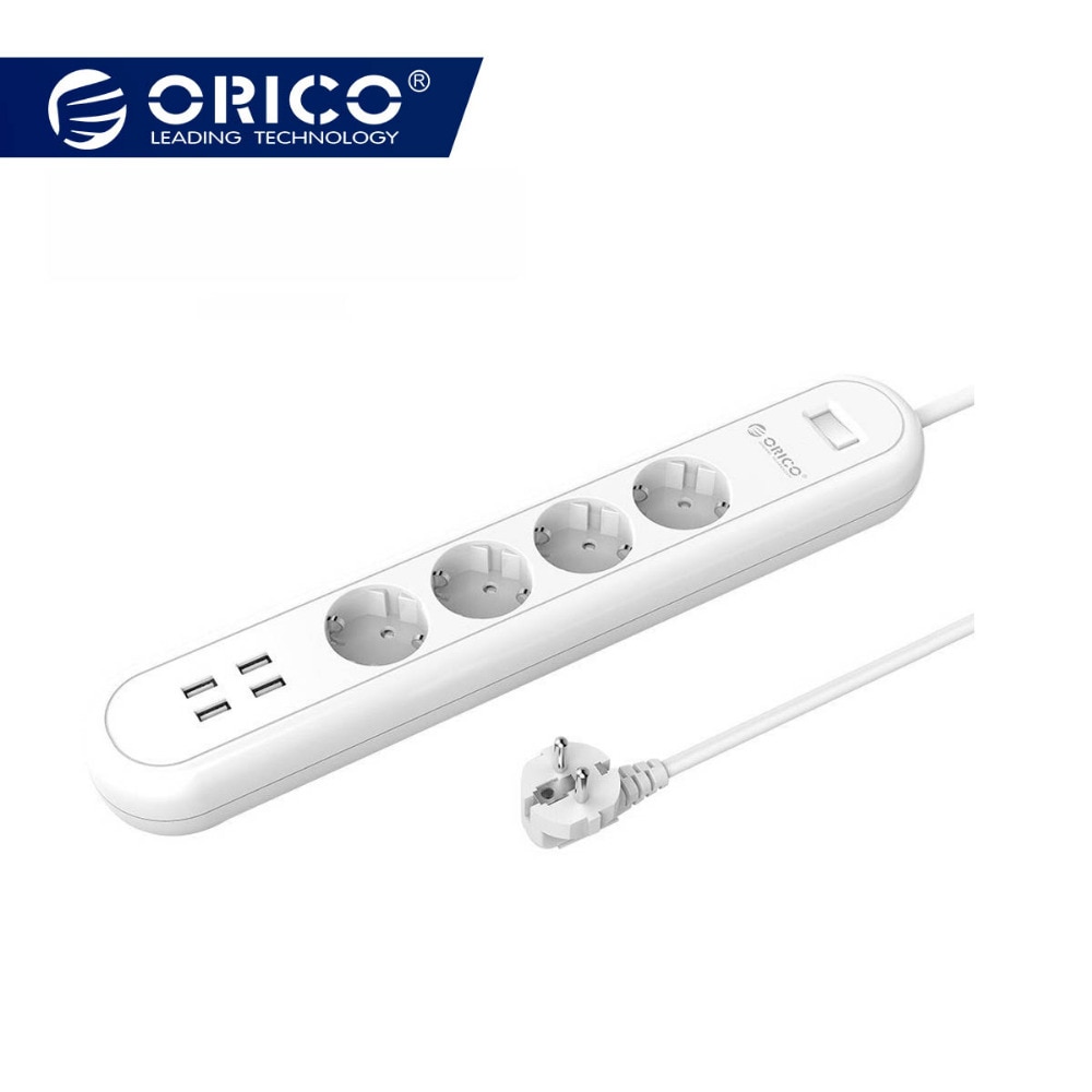 ORICO智能USB电源套筒欧盟插头插头超载开关电涌保护器4带有USB充电器的插座