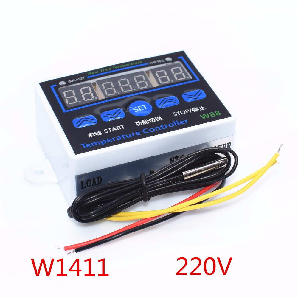 10pcs W1411智能电子LED数字温度控制器AC 220V 10A XH-W1411 12V恒温器