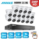 Annke 16CH 3MP CCTV系统高清TVI DVR 16PCS 2048*1536 TVI安全圆顶摄像头室外CCTV摄像机H