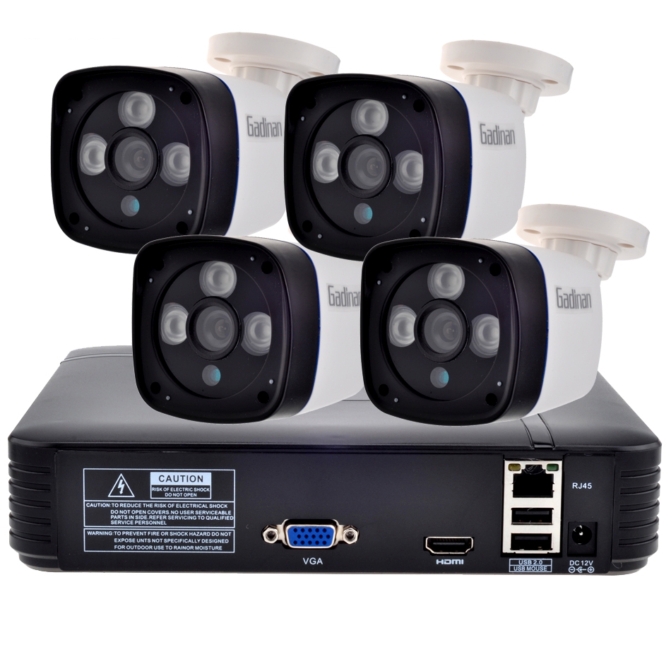 CCTV网络NVR系统：4路全高清1080P NVR + 4台720P户外网络摄像机智能家居安防套装（ONVIF协议）