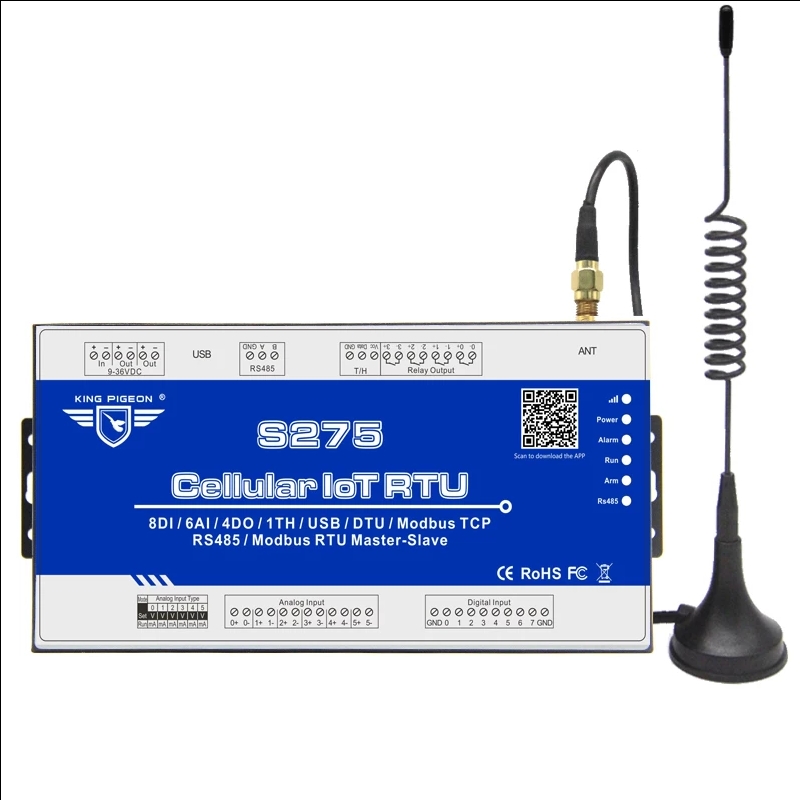 4G LTE蜂窝IoT网关警报设备工业RS485串行端口GSM GPRS GPRS Modbus RTU M2M M2M用于SCADA OPC SERVE S275