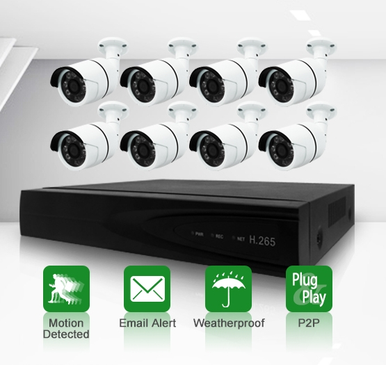 8路4K POE NVR + 8台1080P IP摄像头监控套装
