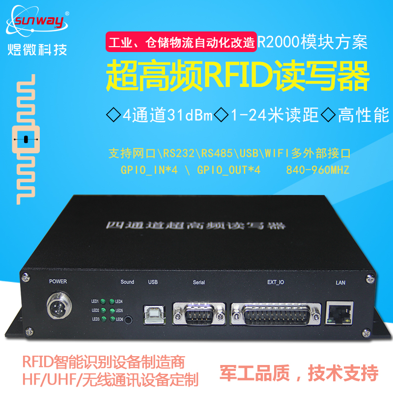 UHF超高频读写器 RFID工业远距离阅读器 智慧制造仓储R2000分体式