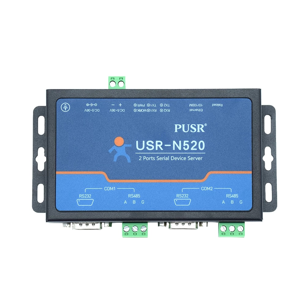 工业双序列端口RS232 RS485到以太网转换器服务器IoT设备USR-N520支持Modbus RTU到TCP