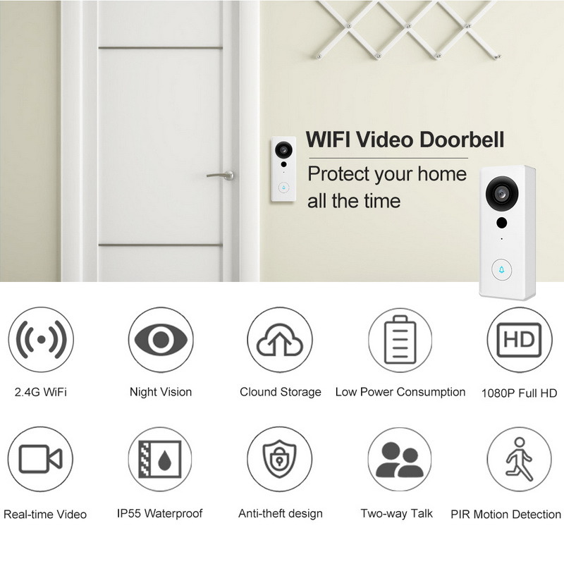 深圳工厂智能家居Dingdong Doorbell 1080P智能手机无线WiFi视频门铃相机