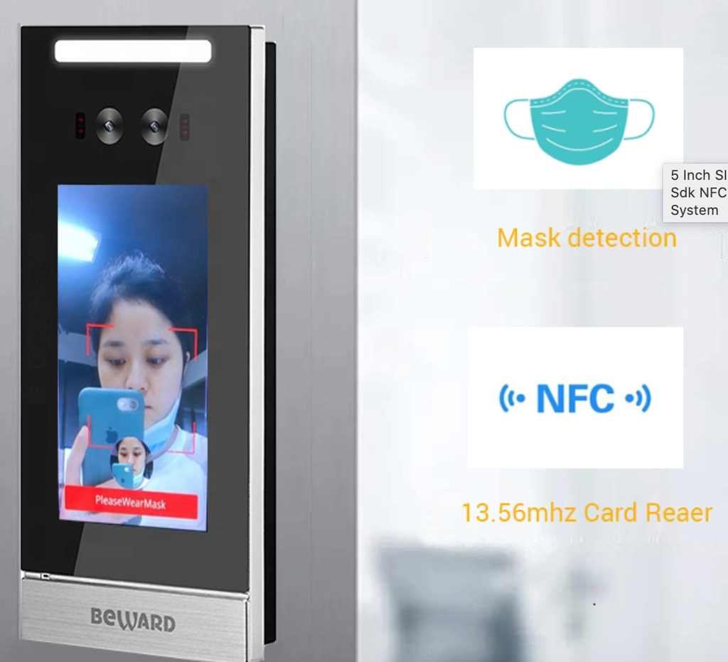 5英寸sip两条聊天式读取器免费API SDK NFC时间出勤门访问控制系统