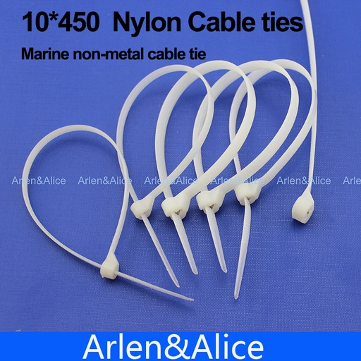 [1759578930-CN] 100pcs 10mm*450mm尼龙电缆绑带不锈钢板锁定船船与海洋非Meta