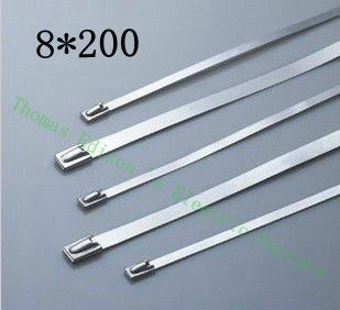 [2024737540-CN] 高质量100pcs 8mmx200mm自锁不锈钢拉链拉链拉链领带包裹