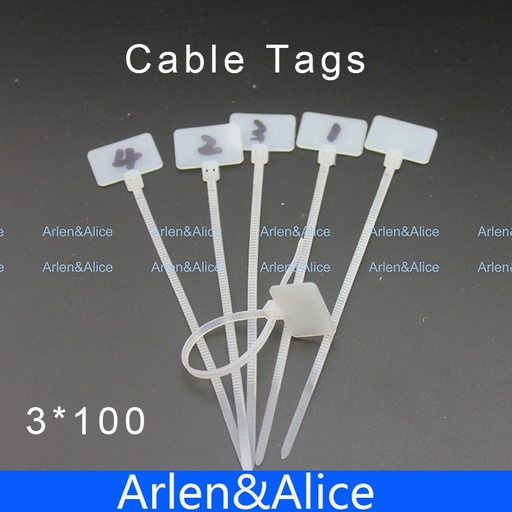 [32225480683-CN] 100pcs 3mm*100mm尼龙电缆绑带标签，用于以太网RJ45 RJ 12电源电缆标签MAK