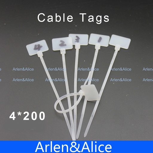 [32379865874-CN] 250pcs 4mm*200mm尼龙电缆绑带标签，用于以太网RJ45 RJ 12电源电缆标签MAK