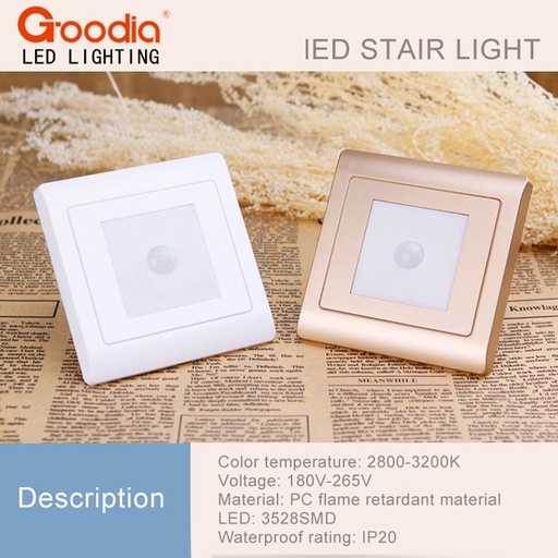[32792848582-CN] 2pcs/lot PIR运动DET LIGHT SENSOR 86盒楼梯光线LED红外人体感应灯退缩