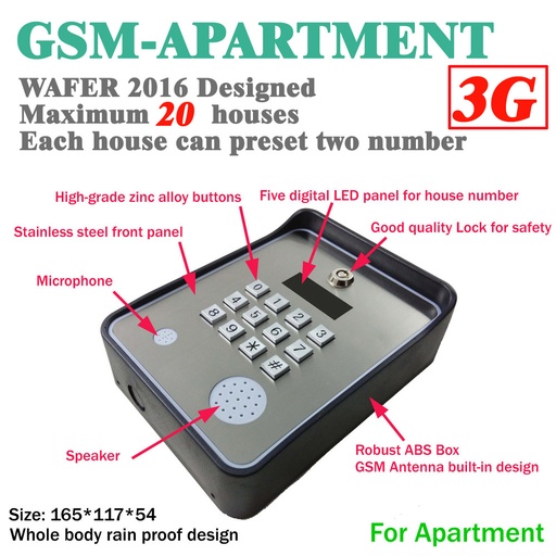 [32793701771-CN] 3G版本的崭新代码 /键盘无线GSM音频门电话智能短信门锁