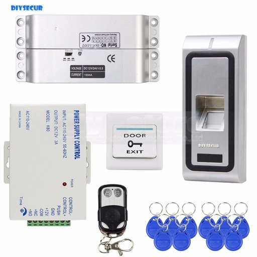 [32799620695-CN] DiySecur电动弯曲锁指纹指纹125kHz RFID ID卡读取器门访问控制系统套件