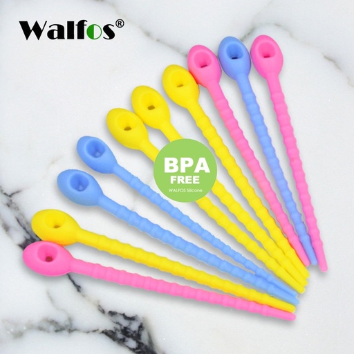 [32802006594-CN] Walfos 100％食品级硅胶袋，电缆管理，拉链领带扭转，通用多用途袋