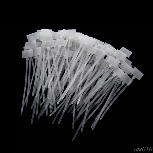 [32838322882-CN] 100pcs白色塑料尼龙标记标签标签贴纸扎带2mm x 110mm S08降船