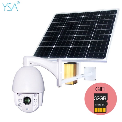 [32841687611-CN] 60W太阳能面板IP摄像头WiFi 1080p HD 3G 4G SIM卡PTZ太阳能摄像头室外5X光学DOM