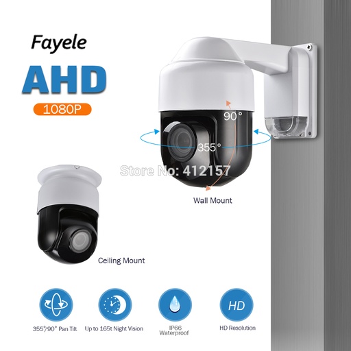 [32842063619-CN] 室外CCTV安全性AHD 1080P PTZ相机全高清2MP 3“迷你尺寸4x Zoom 2.8-12mm IR自动焦点U