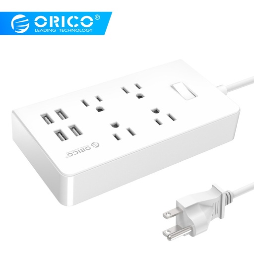 [32901138301-CN] ORICO电子带插座美国插头电源2 AC 4 AC出口电涌保护器4 USB充电器1。