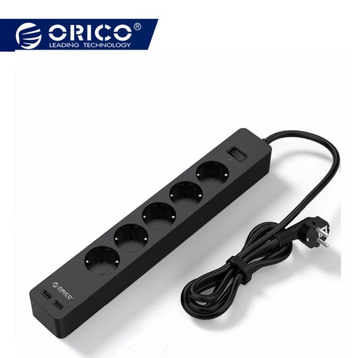 [32912369196-CN] ORICO 3/5 AC+2 USB电源插座家庭办公室电涌保护器欧盟插头Hargers Hargers Extensi