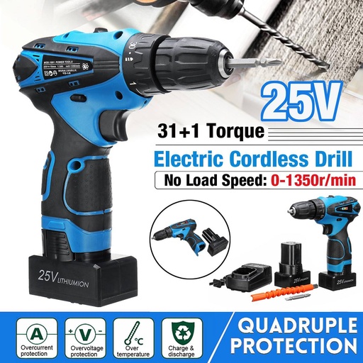 [32963462111-CN] 31+1扭矩2速度变化手持电动无线钻3/8“ Chuck 25V Li-ion电池LED LI