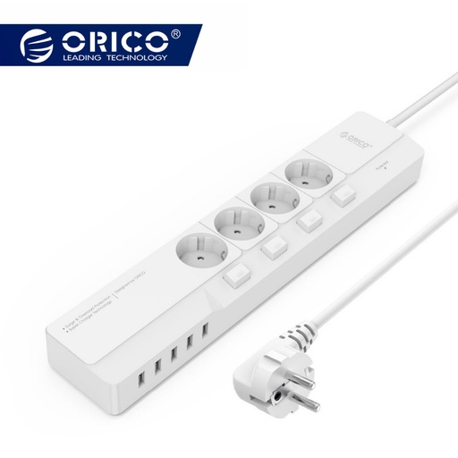 [32965170820-CN] ORICO SMART插座4 AC插座5 USB港口电涌保护器通用适配器旅行多插头e
