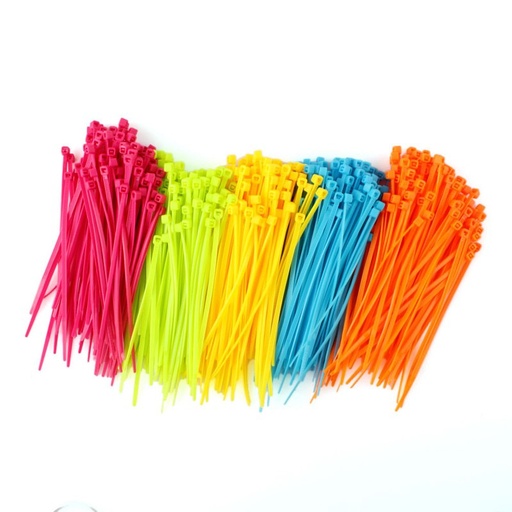 [32968073222-CN] 100pcs/pack合同彩色实用的混合颜色塑料电缆绑带102mm x 2mm Zip Tie Cab