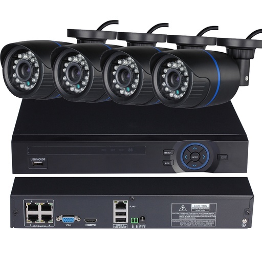 [AL4NVR1080POE-CN] 4路全高清POE监控系统套装 （4路1080P 15V POE NVR + 4台720P/960P/1080P子弹机型POE摄像机）