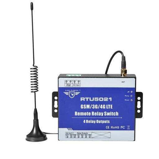 [RTU5021-CN] 无线GSM 3G 4G继电器开关SMS遥控器4继电器输出SMS应用程序计时器Web设置IOT