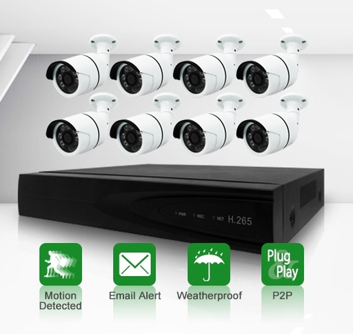 [SNH08P-20EAB30-CN] 8路4K POE NVR + 8台1080P IP摄像头监控套装