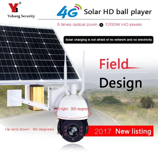 [SOLARCAM4G-CN] Yobangsecurity 1080P 2.0m 5x光学变焦太阳能电池监视闭路电视摄像机WiFi户外