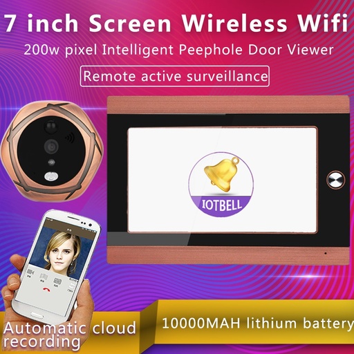 [SY708-CN] Mountainone 720p WiFi无线数字窥视台面观看器7英寸前视频门窥视台相机W