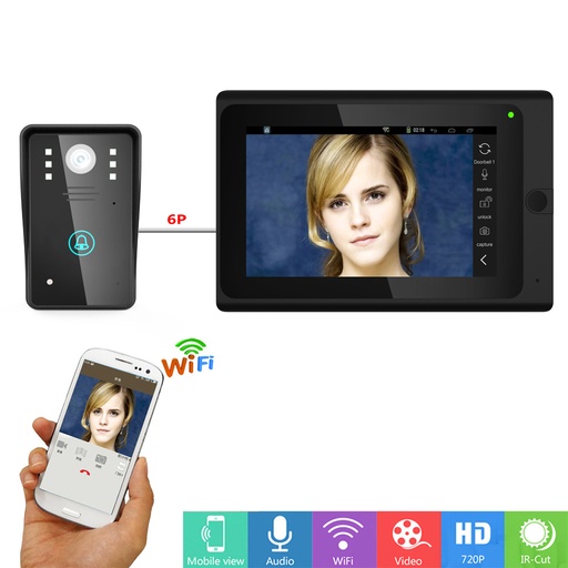 [SY806MJ-CN] 7英寸无线WiFi IP视频门电话门铃对讲系统Android iOS